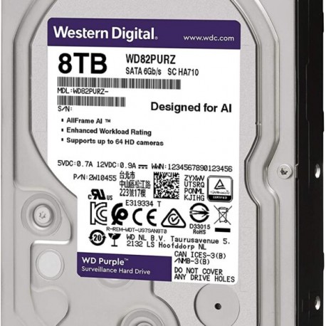 HDWD82PURZ Disco Duro PURPLE de 8TB para videovigilancia